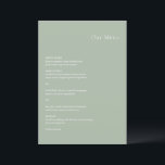 Stijlvolle Sage Green Modern Wedding Menu<br><div class="desc">Modern huwelijksmenu met een eenvoudig maar elegant ontwerp.</div>