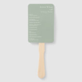 Stijlvolle Sage Green Modern Wedding Programma Handwaaier (Voorkant)