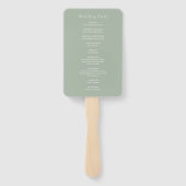 Stijlvolle Sage Green Modern Wedding Programma Handwaaier (Achterkant)