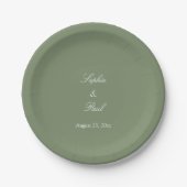 Stijlvolle Sage Green Wedding Paper Borden Papieren Bordje (Voorkant)