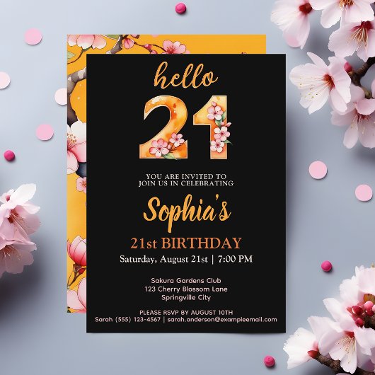 Stijlvolle Sakura 21e Verjaardagsfeest Uitnodiging