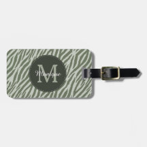 Stijlvolle Salie Groene Zebraprint Monogram en Naa
