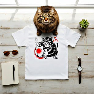 Stijlvolle Samurai Kat Japan Voetbal Voor Voetbalf T-shirt