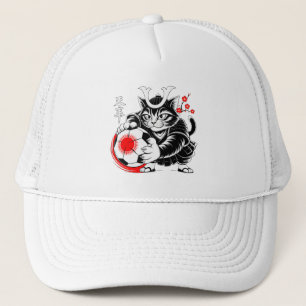 Stijlvolle Samurai Kat Japan Voetbal Voor Voetbalf Trucker Pet