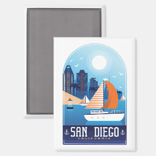 Stijlvolle San Diego California Vintage Travel Magneet