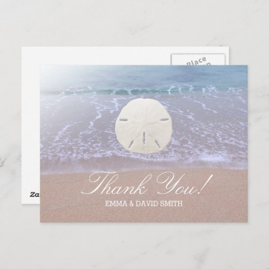 Stijlvolle Sand Dollar Beach bruiloft Dank u Briefkaart (Voorkant / Achterkant)