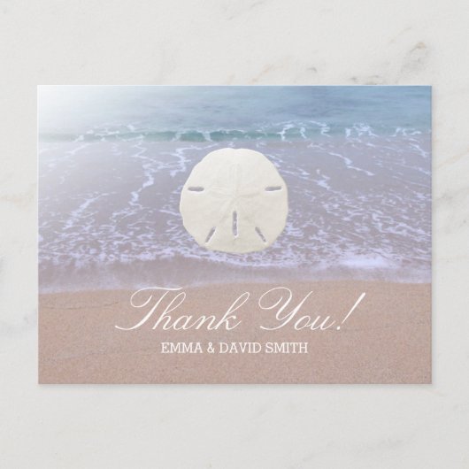 Stijlvolle Sand Dollar Beach bruiloft Dank u Briefkaart (Voorkant)