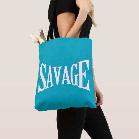 Stijlvolle SAVAGE Bold White Print Canvas tas (Dichtbij)