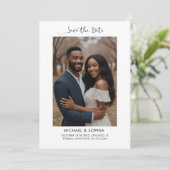 Stijlvolle Save the Date Fotohuwelijksaankondiging (Staand voorkant)