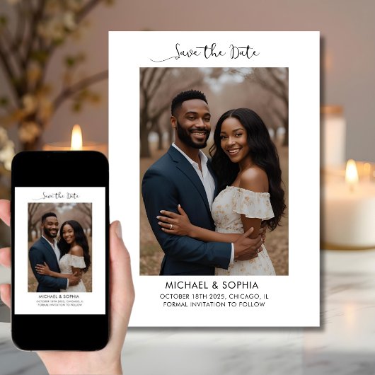 Stijlvolle Save the Date Fotohuwelijksaankondiging