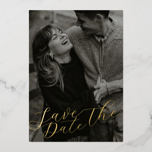 Stijlvolle Save the Date met QR Folie Uitnodiging (Voorkant)