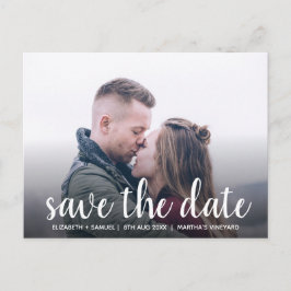 Stijlvolle Save the Date Witte Aangepaste Foto-ove Aankondigingskaart