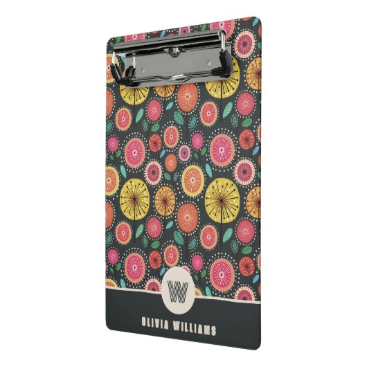 Stijlvolle Scandi-folk bloem Monogram Mini Klembord (Angled2)