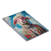 Stijlvolle Schaap Roze Brillen Bloemen Kleding Bla Notitieboek (Rechterzijde)