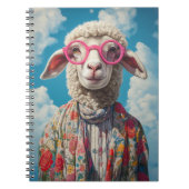 Stijlvolle Schaap Roze Brillen Bloemen Kleding Bla Notitieboek (Voorkant)