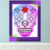 Stijlvolle schedel canvas afdruk (Insitu (Houten vloer))