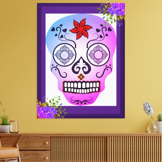 Stijlvolle schedel canvas afdruk (Insitu (Woonkamer))