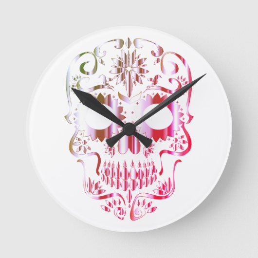 Stijlvolle schedel ronde klok (Voorkant)