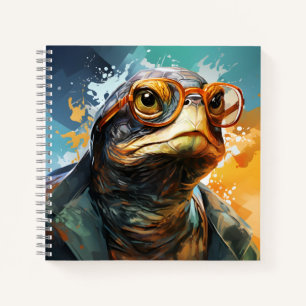 Stijlvolle schildpad met een bril trendy schildpad notitieboek