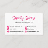 Stijlvolle schoonheidsspecialist Hot Pink Sociale  Visitekaartje (Voorkant)