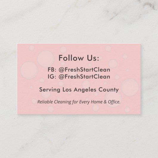 Stijlvolle schoonmaakservice voor huishoudelijk ge visitekaartje (Achterkant)