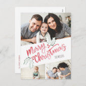 Stijlvolle schuine Waterverf Vrolijk kerstfeest 3- Feestdagenkaart (Voorkant / Achterkant)