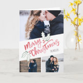 Stijlvolle schuine Waterverf Vrolijk kerstfeest 3- Kaart (Gele Bloem)