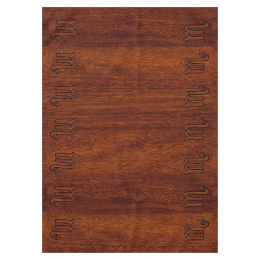 Stijlvolle Scorpio Zodiac Symbol in Mahogany Tafelkleed (Voorkant)