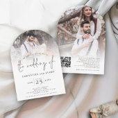 Stijlvolle Script 2 foto's overlay QR Code Wedding Kaart