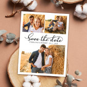 Stijlvolle Script 3 Foto Collage Trouwen Save The Date