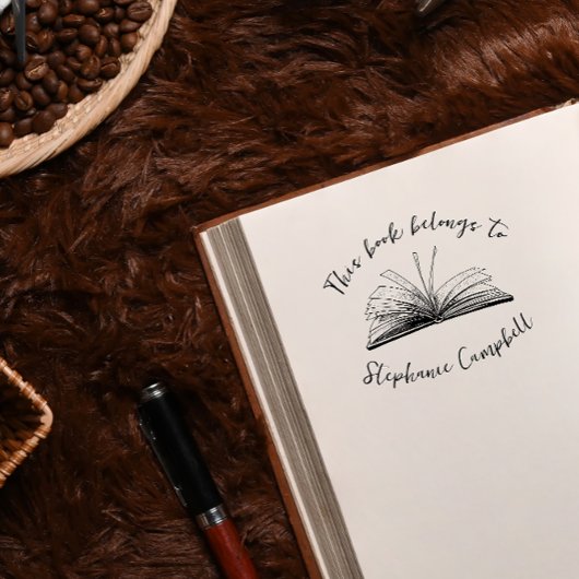 Stijlvolle script aangepaste naam bibliotheekboek rubberstempel