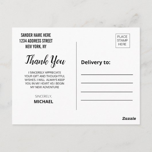 Stijlvolle Script Bedankt Afstudeerkaart Briefkaart (Achterkant)