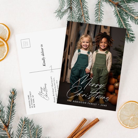 Stijlvolle script belettering Kerstmis Briefkaart