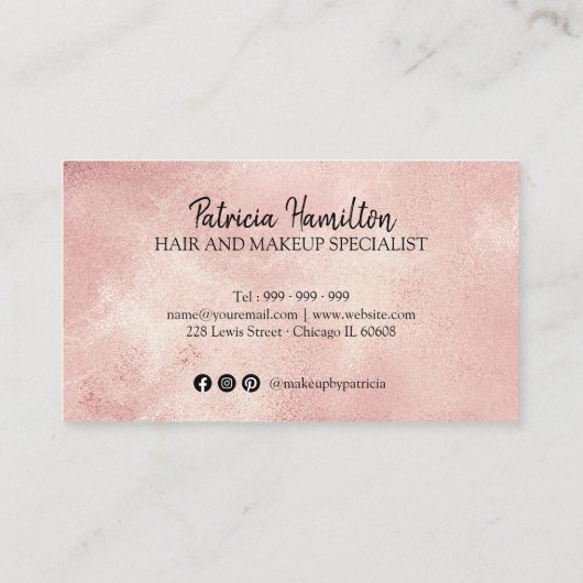 Stijlvolle Script Blush Folie Appointkaart Visitekaartje (Achterkant)