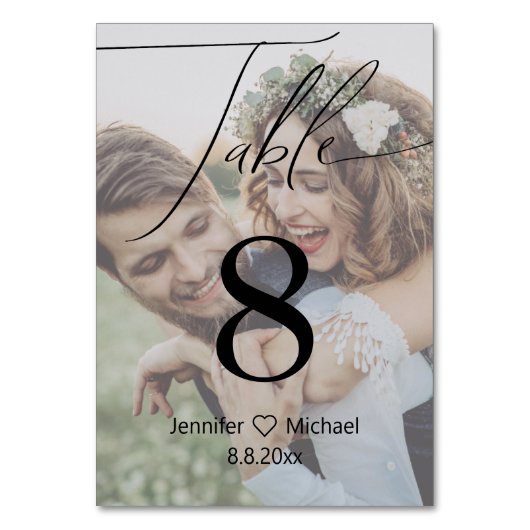 Stijlvolle script bruiloft vervaagde foto kaart (Voorkant)