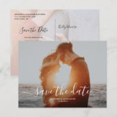 Stijlvolle Script Chic Save the Date Wedding Briefkaart (Voorkant / Achterkant)