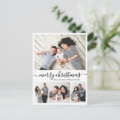 Stijlvolle Script Collage Familie foto's Kerstmis Briefkaart (Staand voorkant)