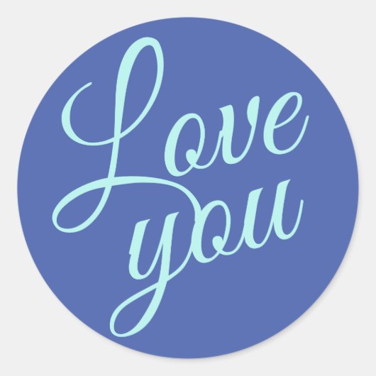 Stijlvolle Script Cute Love You Blue Quottes Ronde Sticker (Voorkant)
