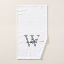 Stijlvolle script elegante witte grijze monogramna