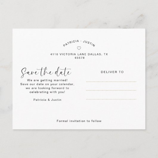 Stijlvolle Script Foto Collage Trouw Save the Date Aankondigingskaart (Achterkant)