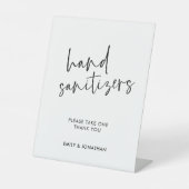 Stijlvolle Script Hand Sanitizer Wedding Reclamebord Met Voetstuk (Voorkant)