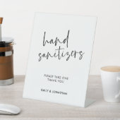 Stijlvolle Script Hand Sanitizer Wedding Reclamebord Met Voetstuk (Insitu)