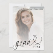 Stijlvolle Script Hart Typografie Graduation Party Kaart (Voorkant)