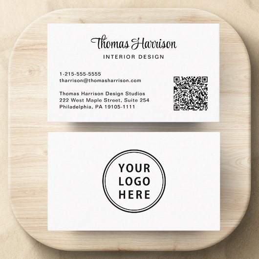 Stijlvolle Script Logo QR Code Professional Visitekaartje