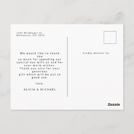 Stijlvolle Script Minimalist 3 Foto Baby Dank u Briefkaart (Achterkant)