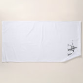 Stijlvolle Script Modern Wit Grijs Monogram Naam Strandlaken (Voorkant)