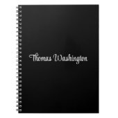 Stijlvolle Script Monogram Naam Zwart Notitieboek (Voorkant)