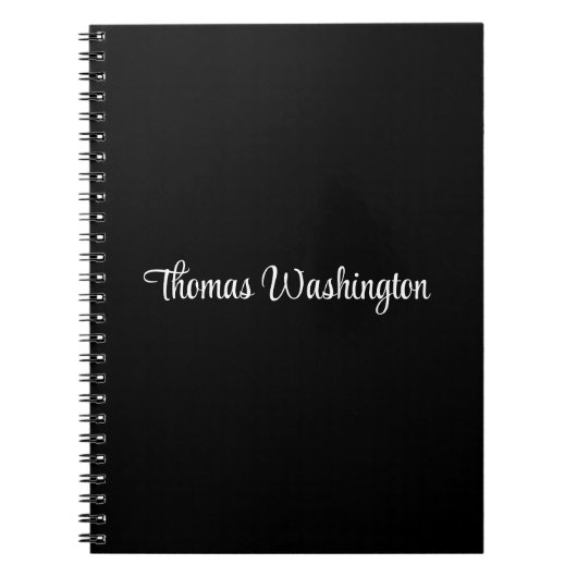 Stijlvolle Script Monogram Naam Zwart Notitieboek (Voorkant)