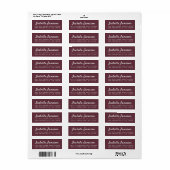 Stijlvolle script naam bordeaux retouradres etiket (Full Sheet)