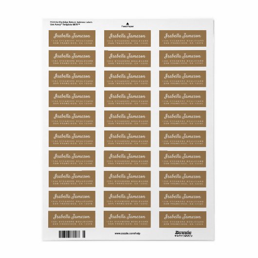 Stijlvolle script naam gouden retouradres etiket (Full Sheet)